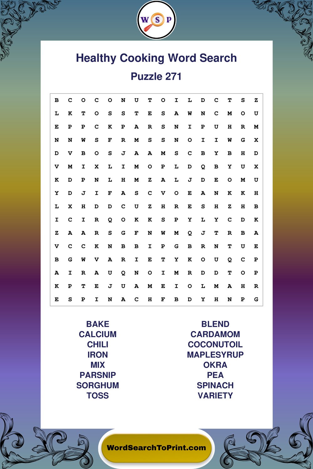 Healthy Cooking Word Search Puzzle 271