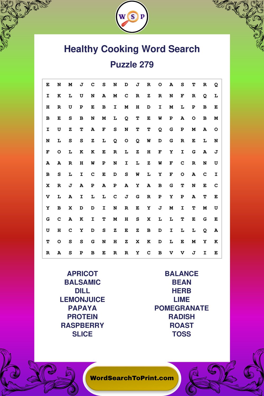 Healthy Cooking Word Search Puzzle 279