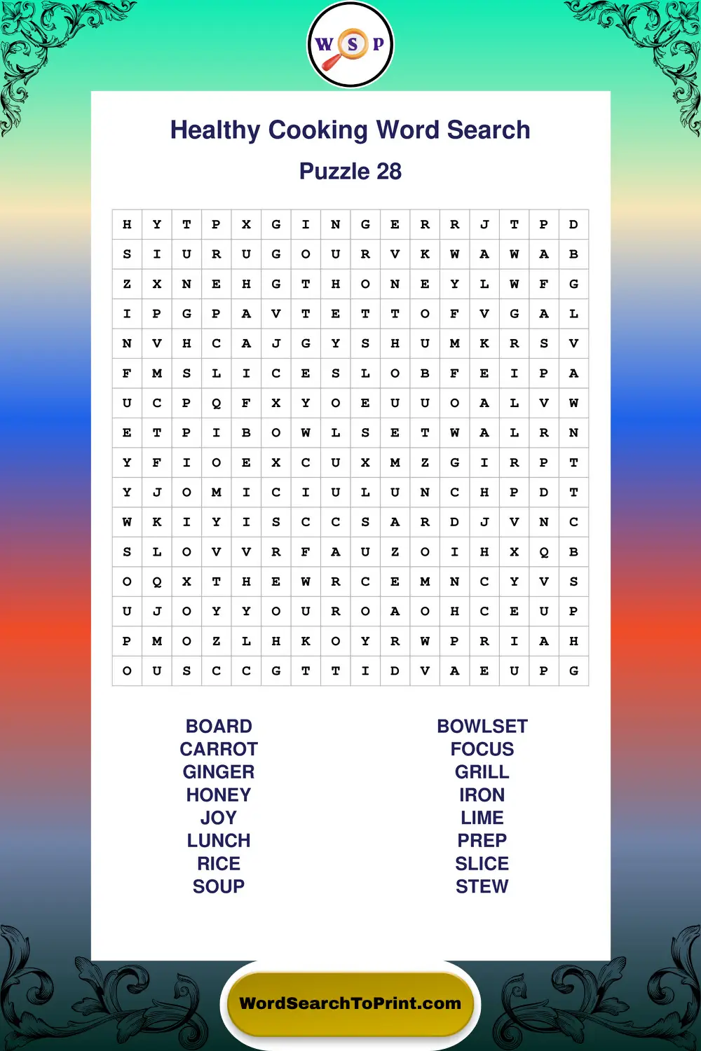 Healthy Cooking Word Search Puzzle 28