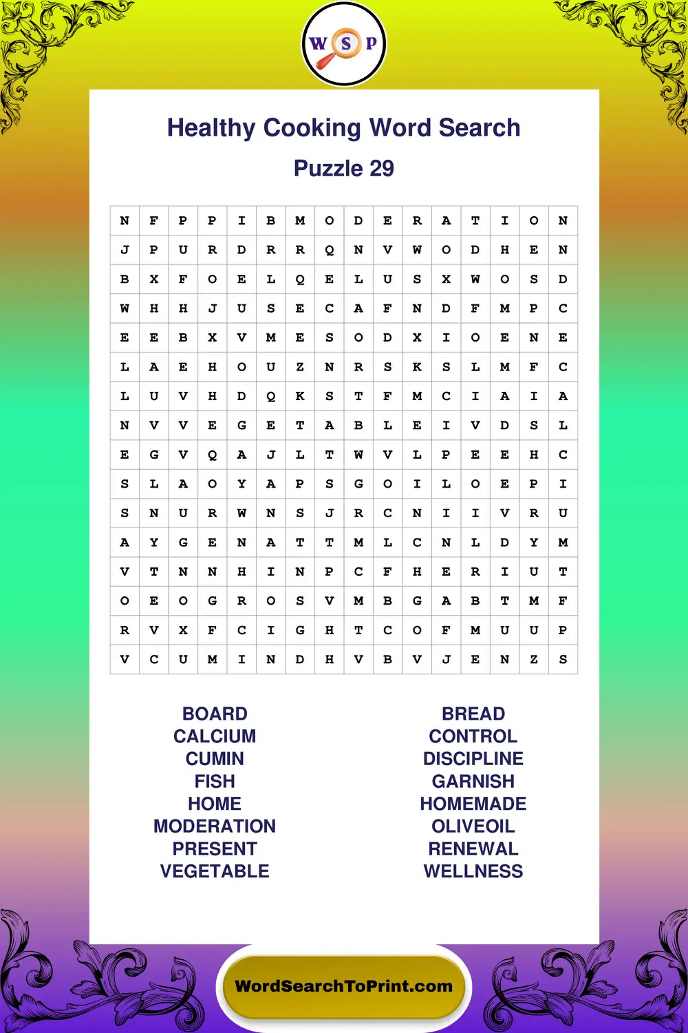 Healthy Cooking Word Search Puzzle 29