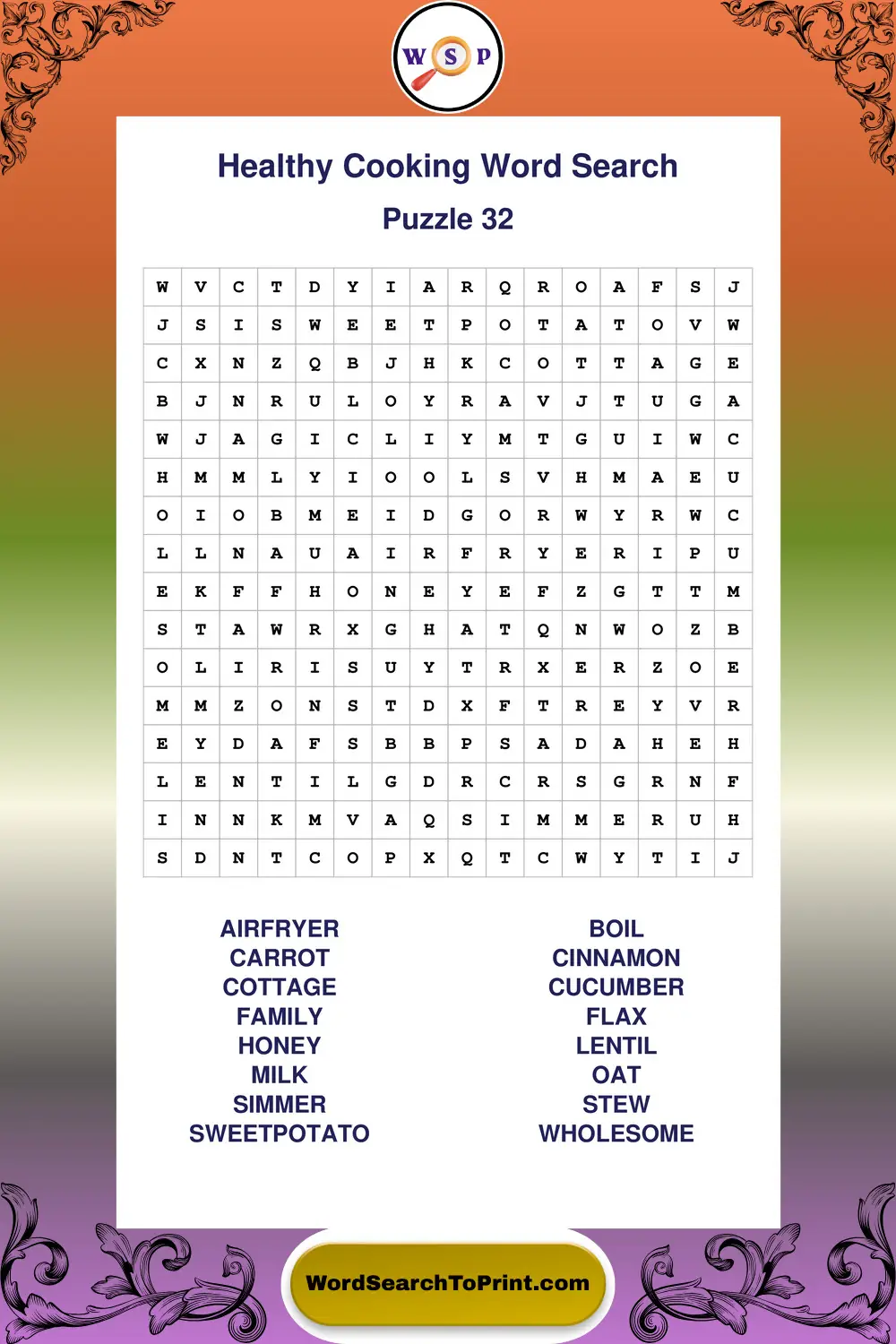 Healthy Cooking Word Search Puzzle 32