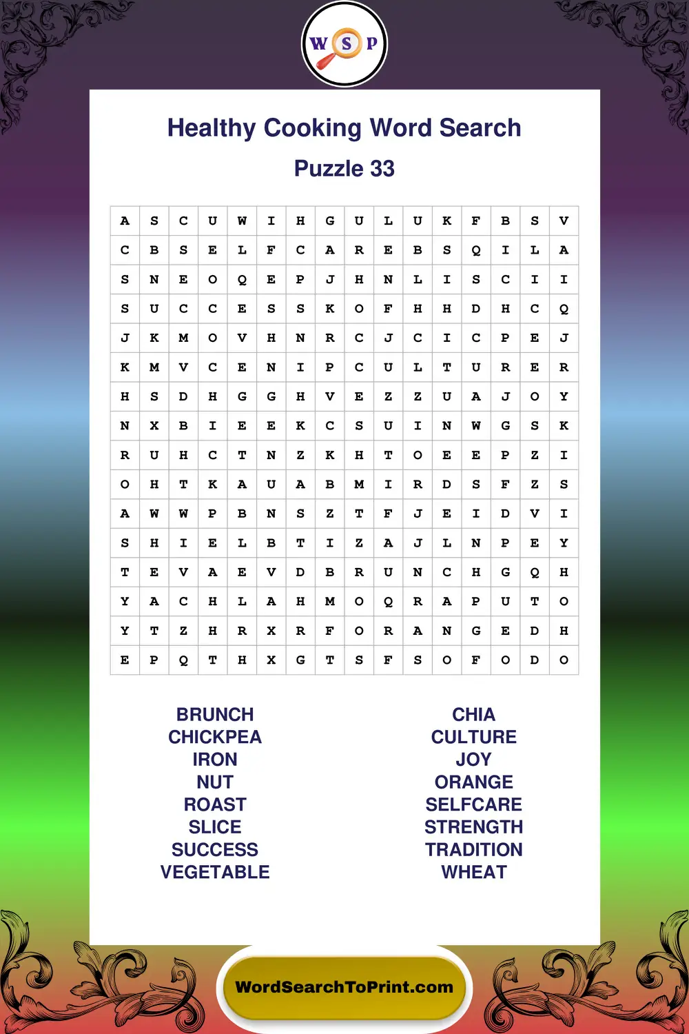 Healthy Cooking Word Search Puzzle 33