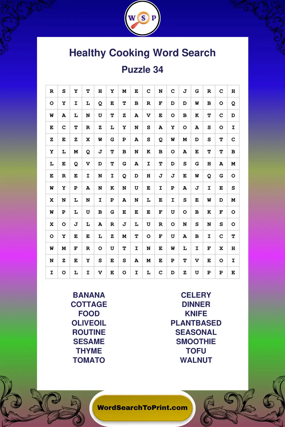 Healthy Cooking Word Search Puzzle 34