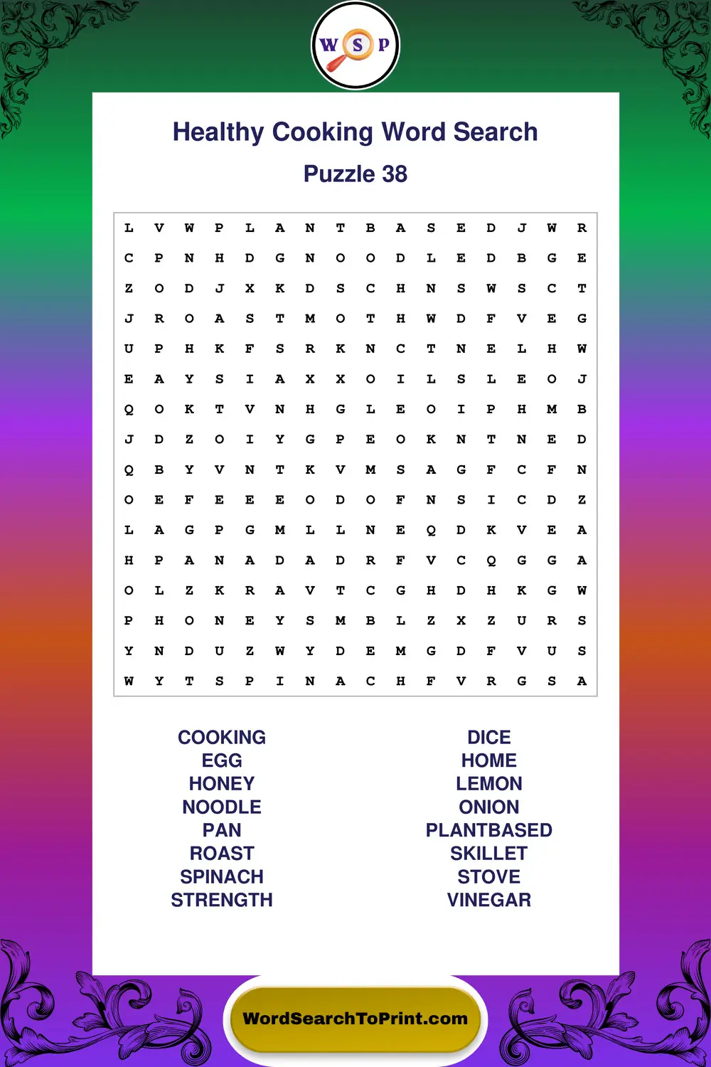 Healthy Cooking Word Search Puzzle 38