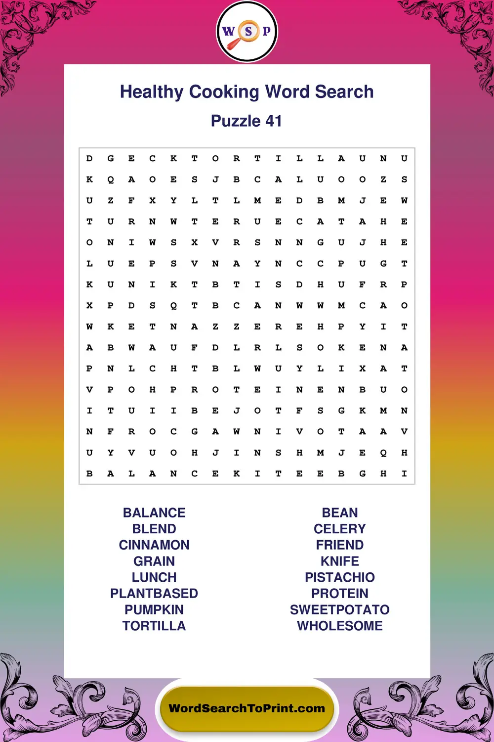 Healthy Cooking Word Search Puzzle 41