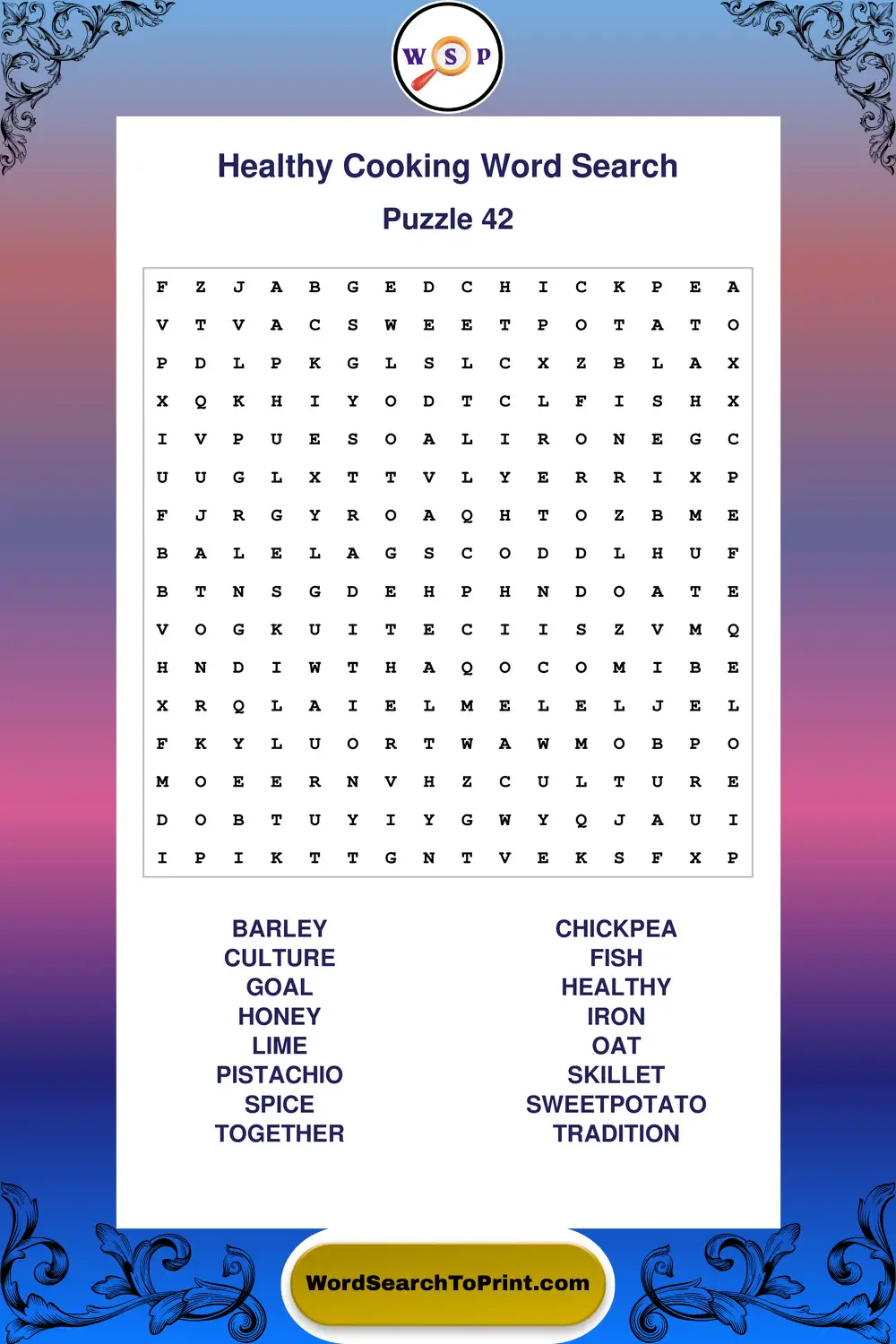 Healthy Cooking Word Search Puzzle 42