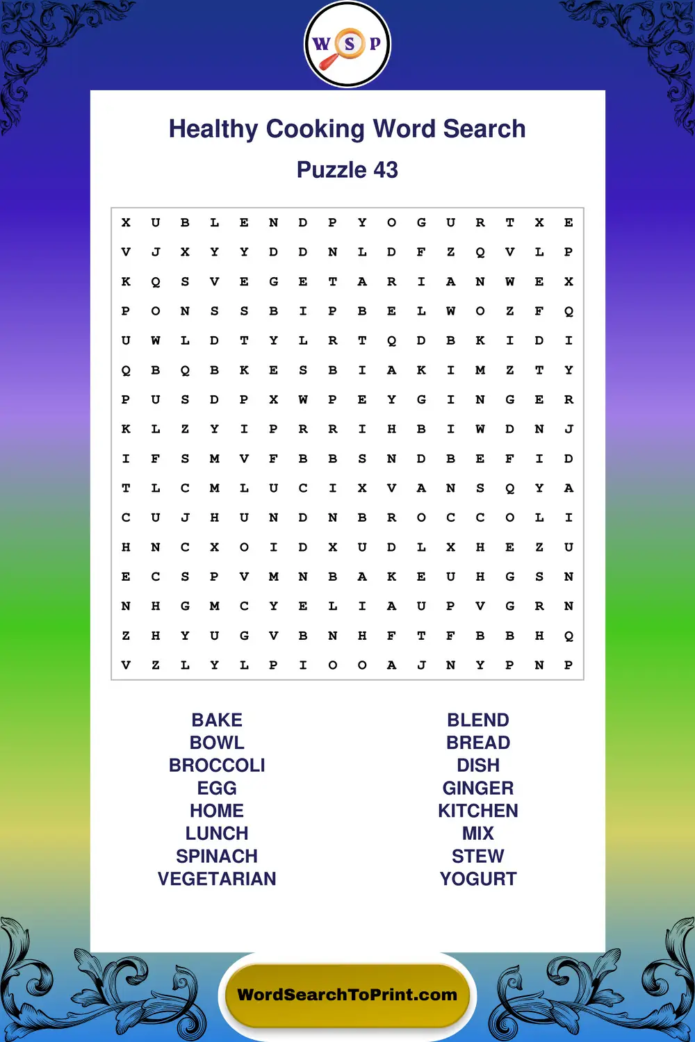 Healthy Cooking Word Search Puzzle 43