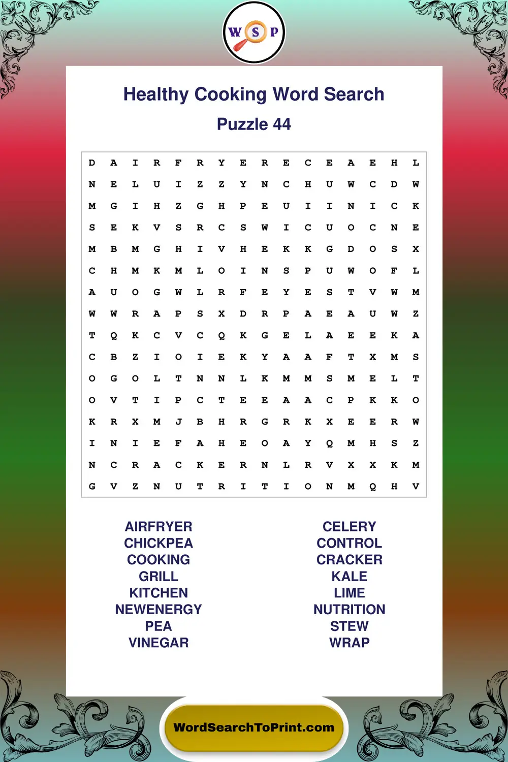 Healthy Cooking Word Search Puzzle 44