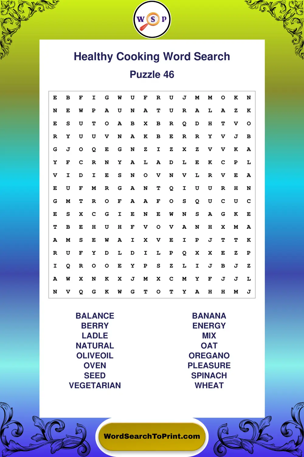 Healthy Cooking Word Search Puzzle 46
