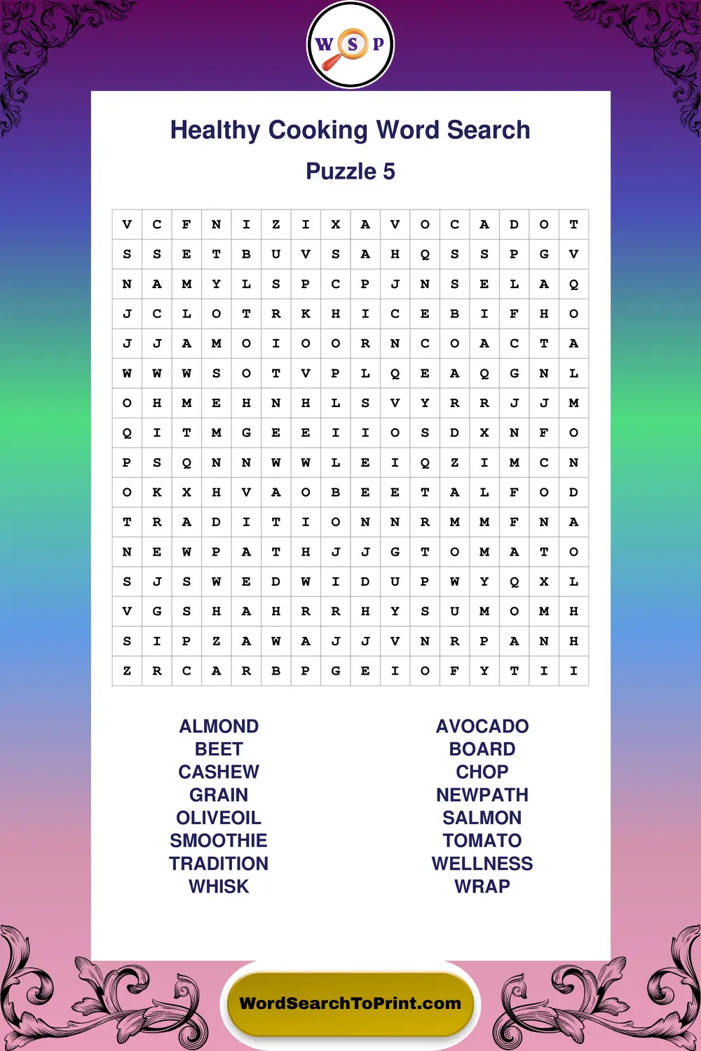 Healthy Cooking Word Search Puzzle 5