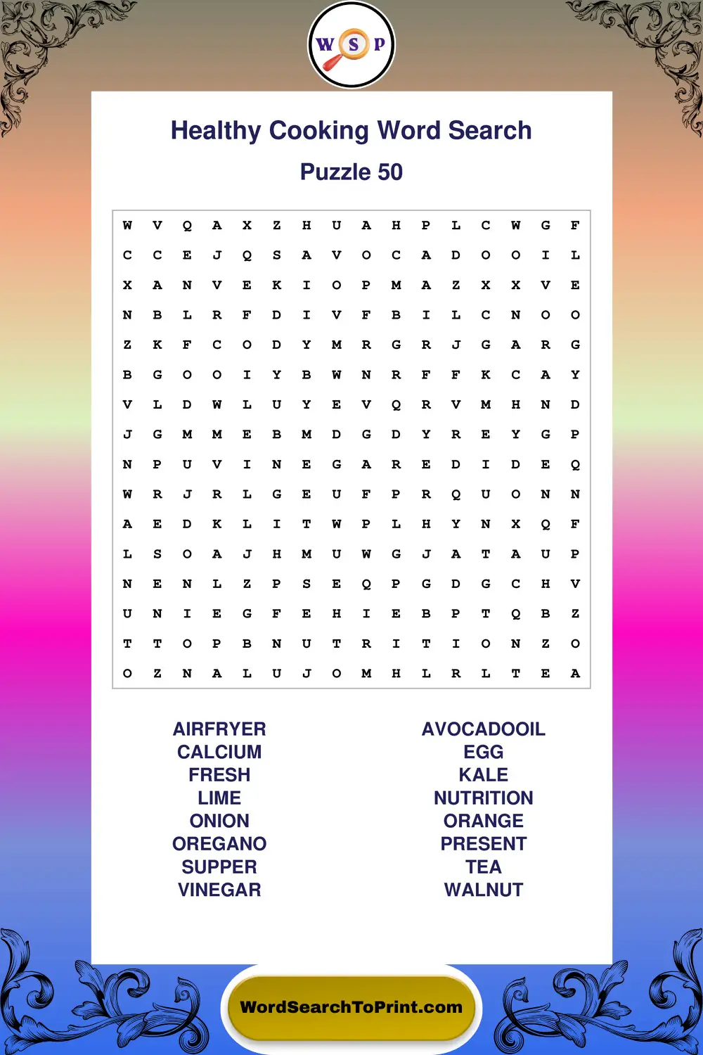 Healthy Cooking Word Search Puzzle 50