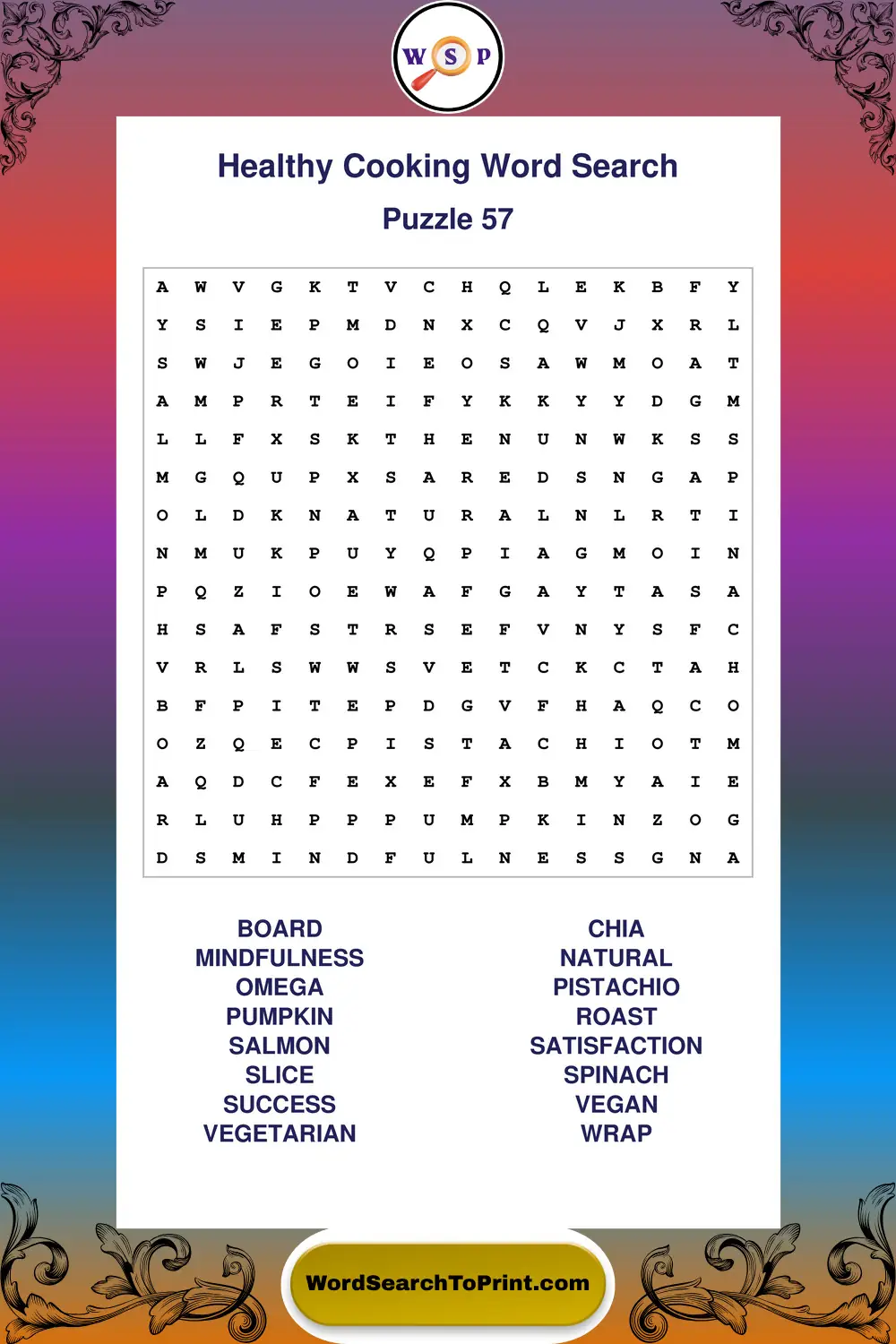 Healthy Cooking Word Search Puzzle 57