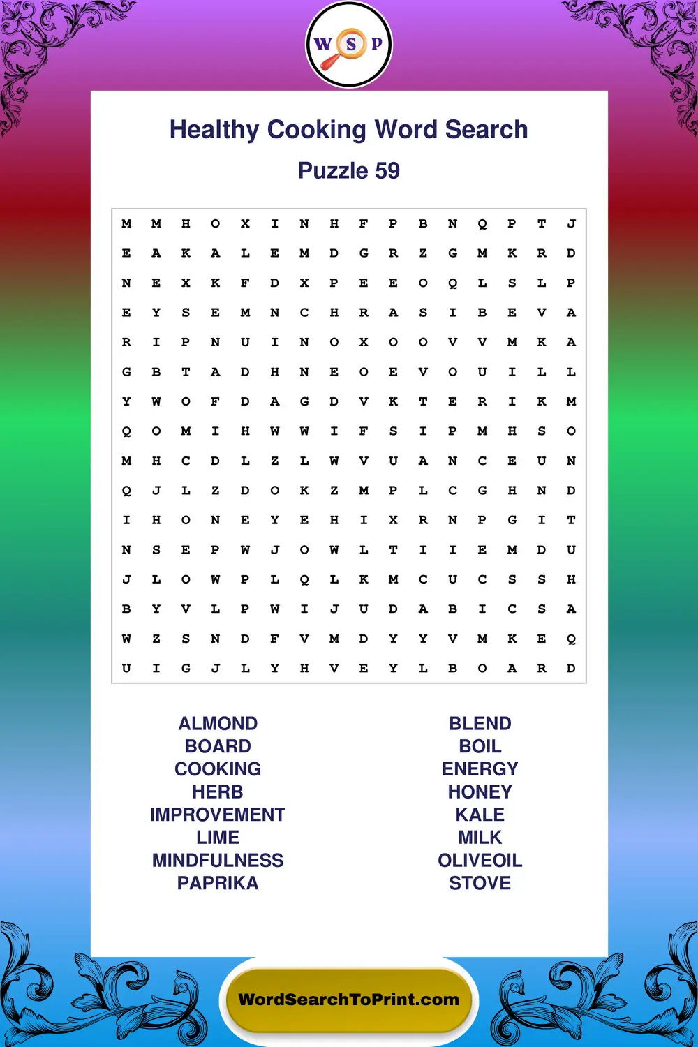 Healthy Cooking Word Search Puzzle 59