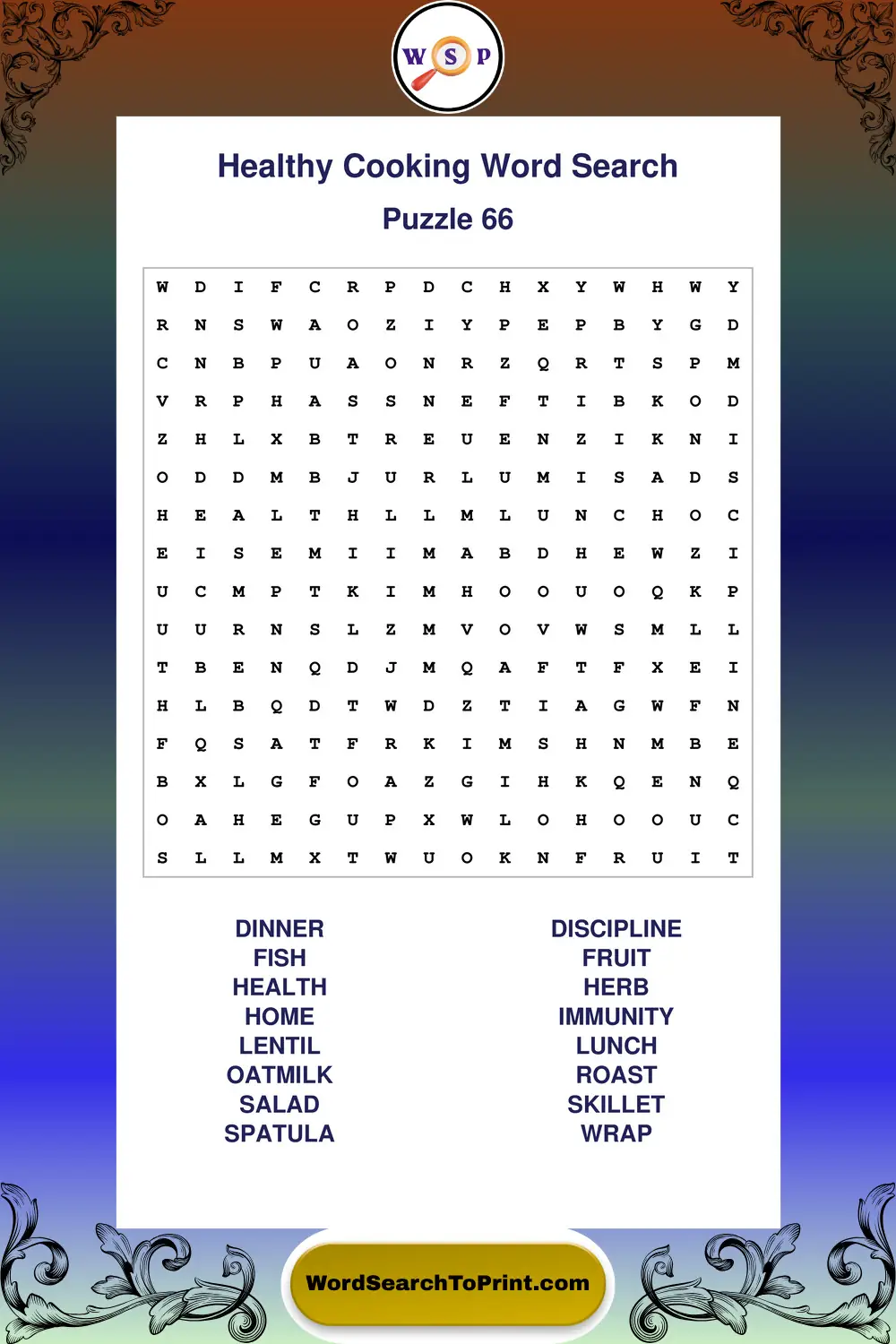 Healthy Cooking Word Search Puzzle 66