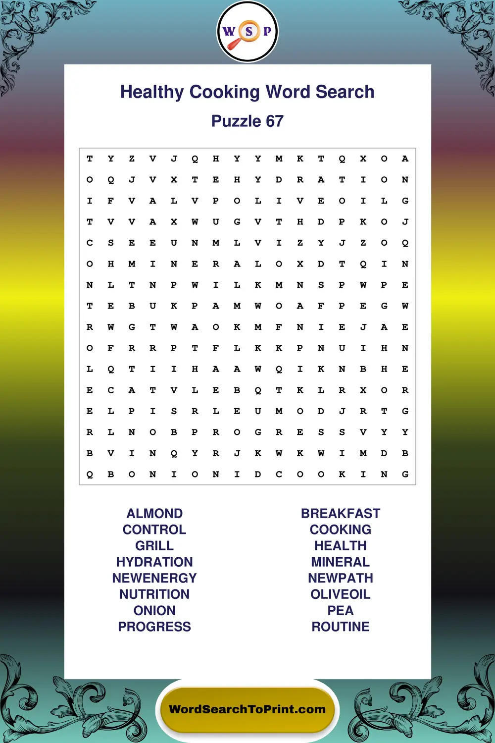 Healthy Cooking Word Search Puzzle 67