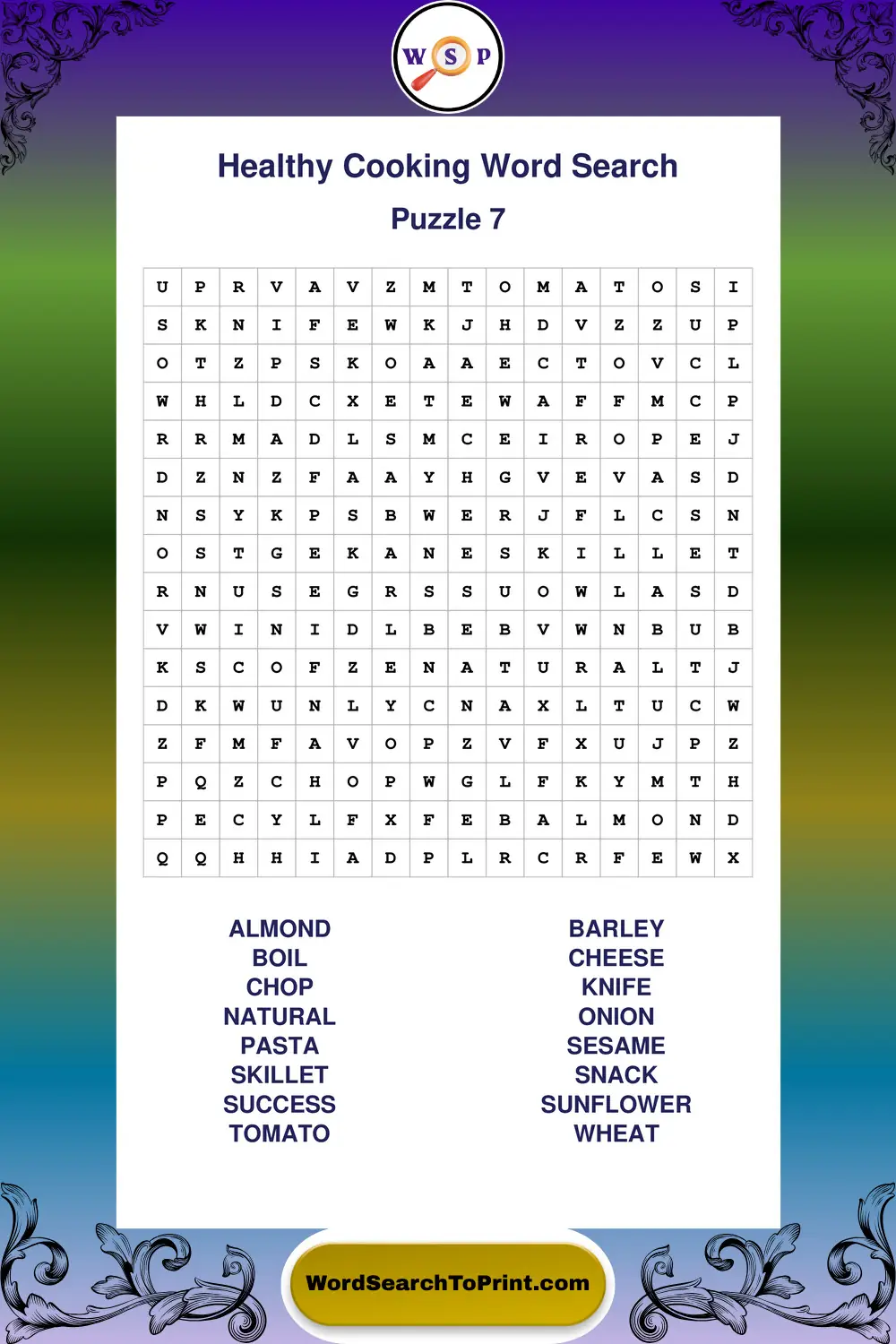 Healthy Cooking Word Search Puzzle 7