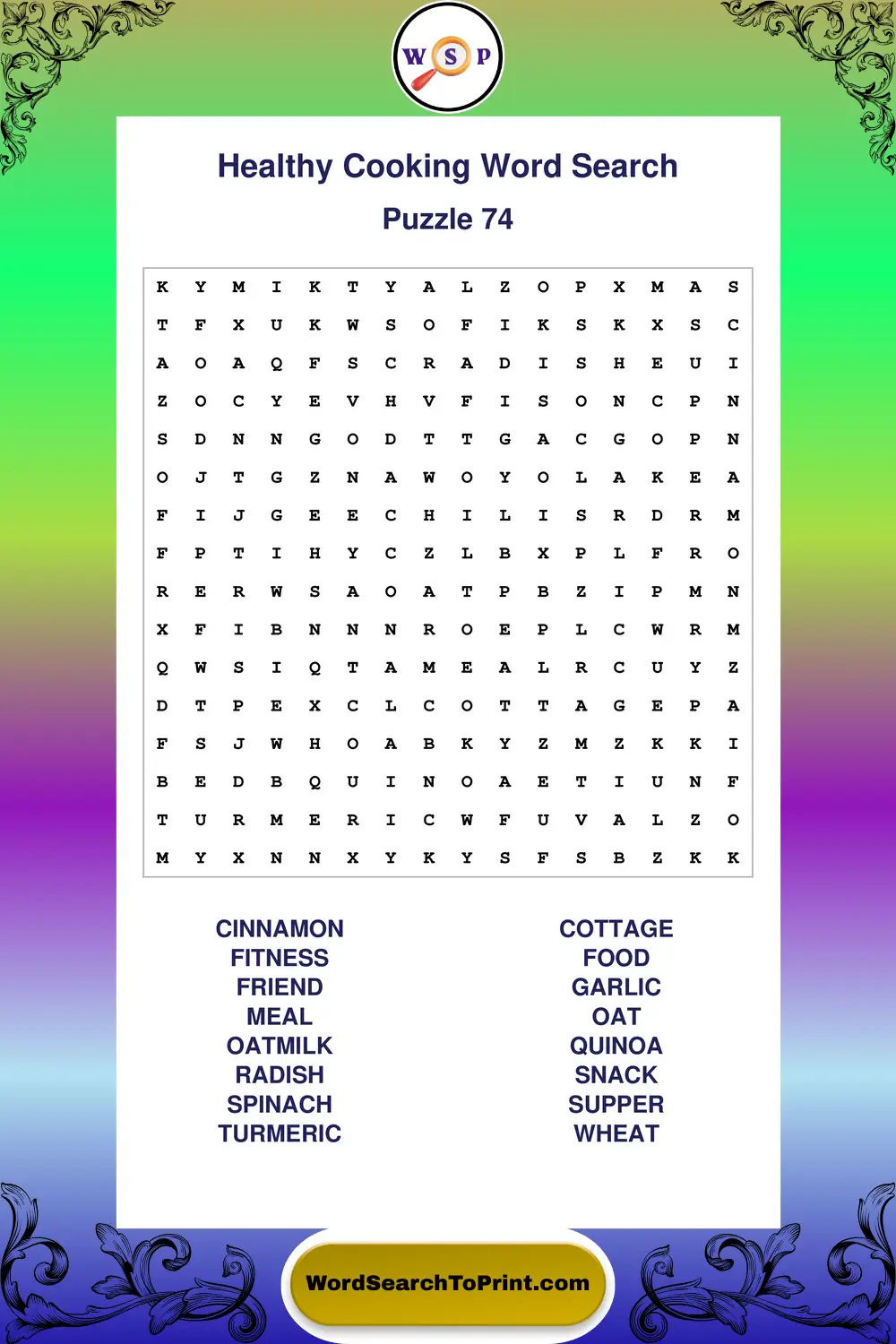 Healthy Cooking Word Search Puzzle 74