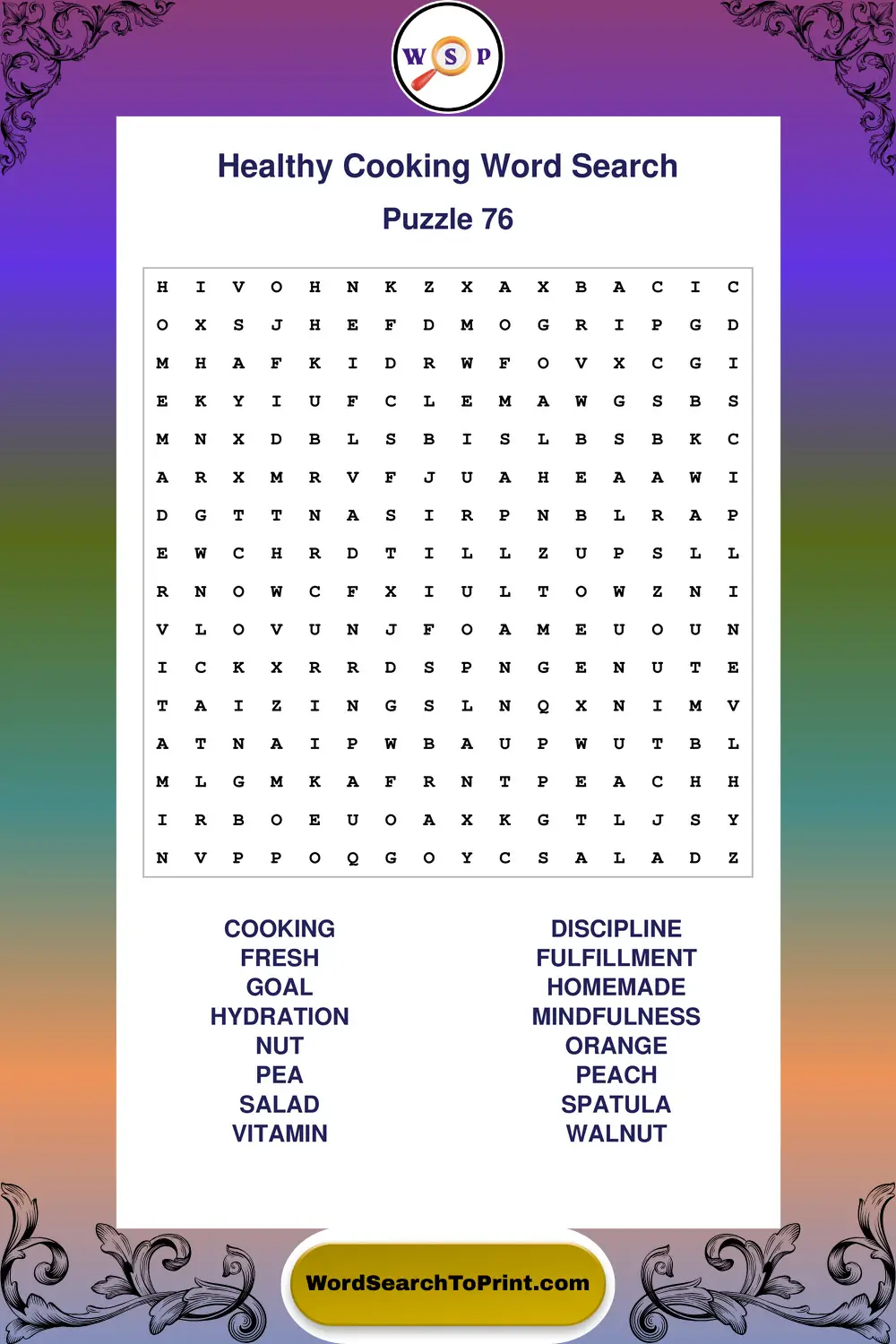 Healthy Cooking Word Search Puzzle 76