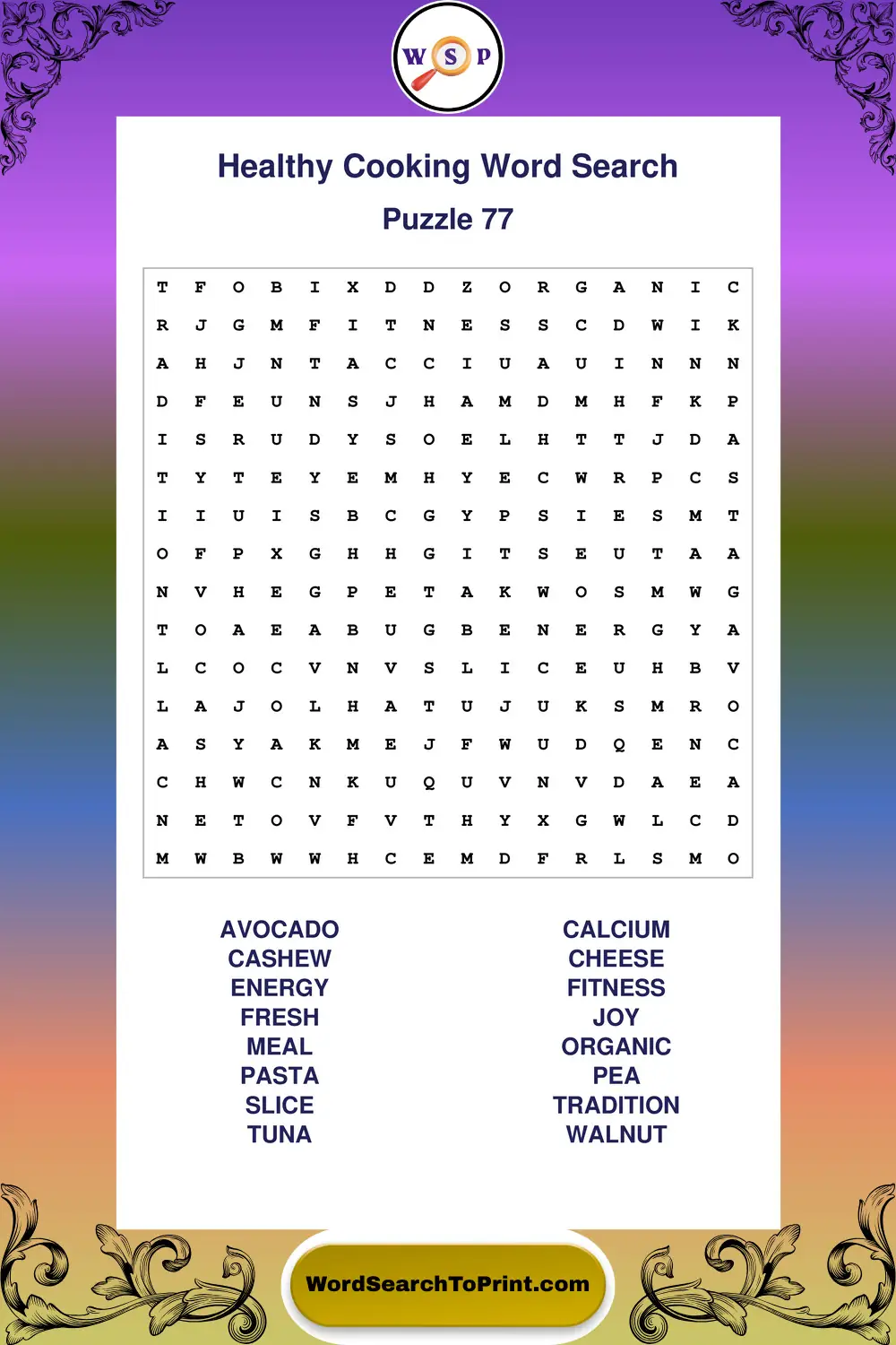Healthy Cooking Word Search Puzzle 77