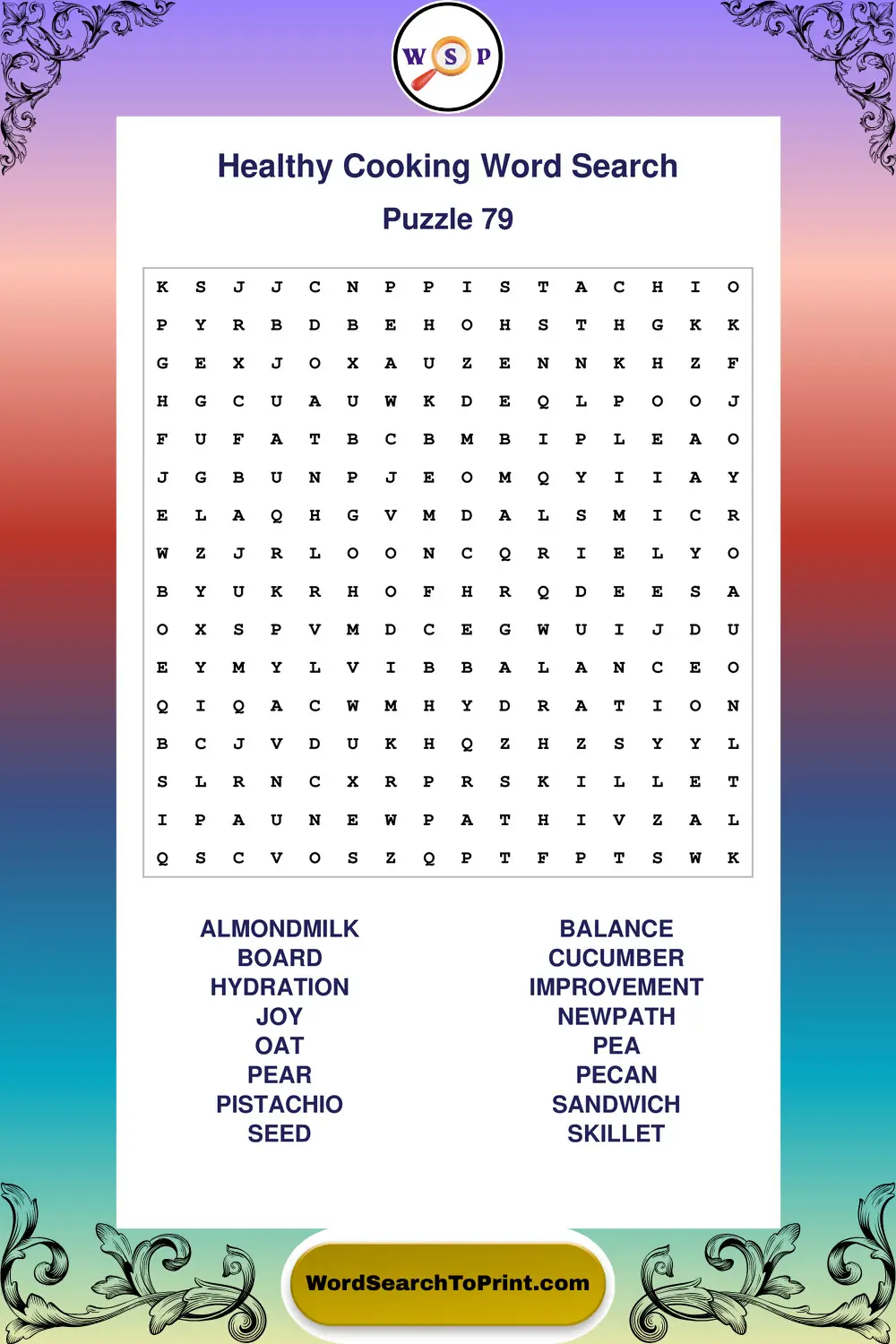 Healthy Cooking Word Search Puzzle 79