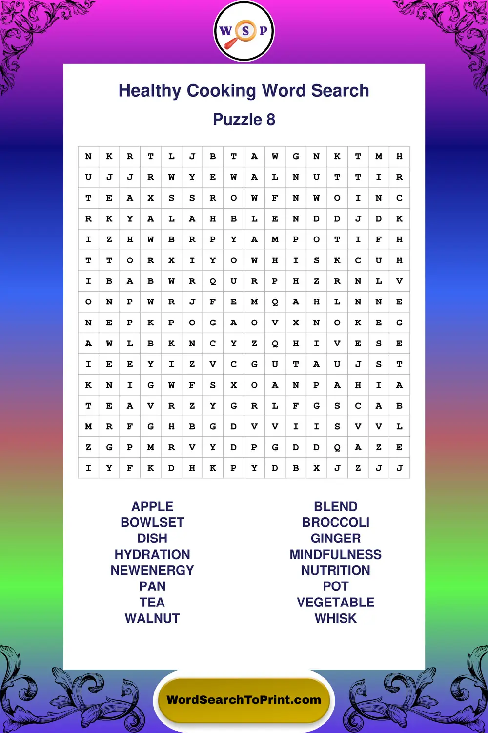 Healthy Cooking Word Search Puzzle 8