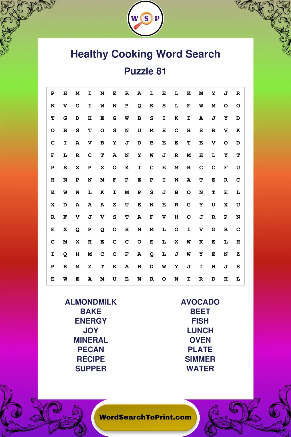 Healthy Cooking Word Search Puzzle 81