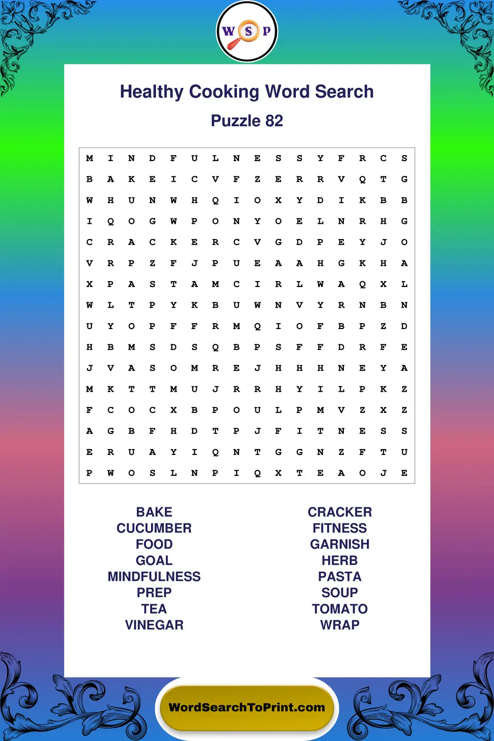 Healthy Cooking Word Search Puzzle 82