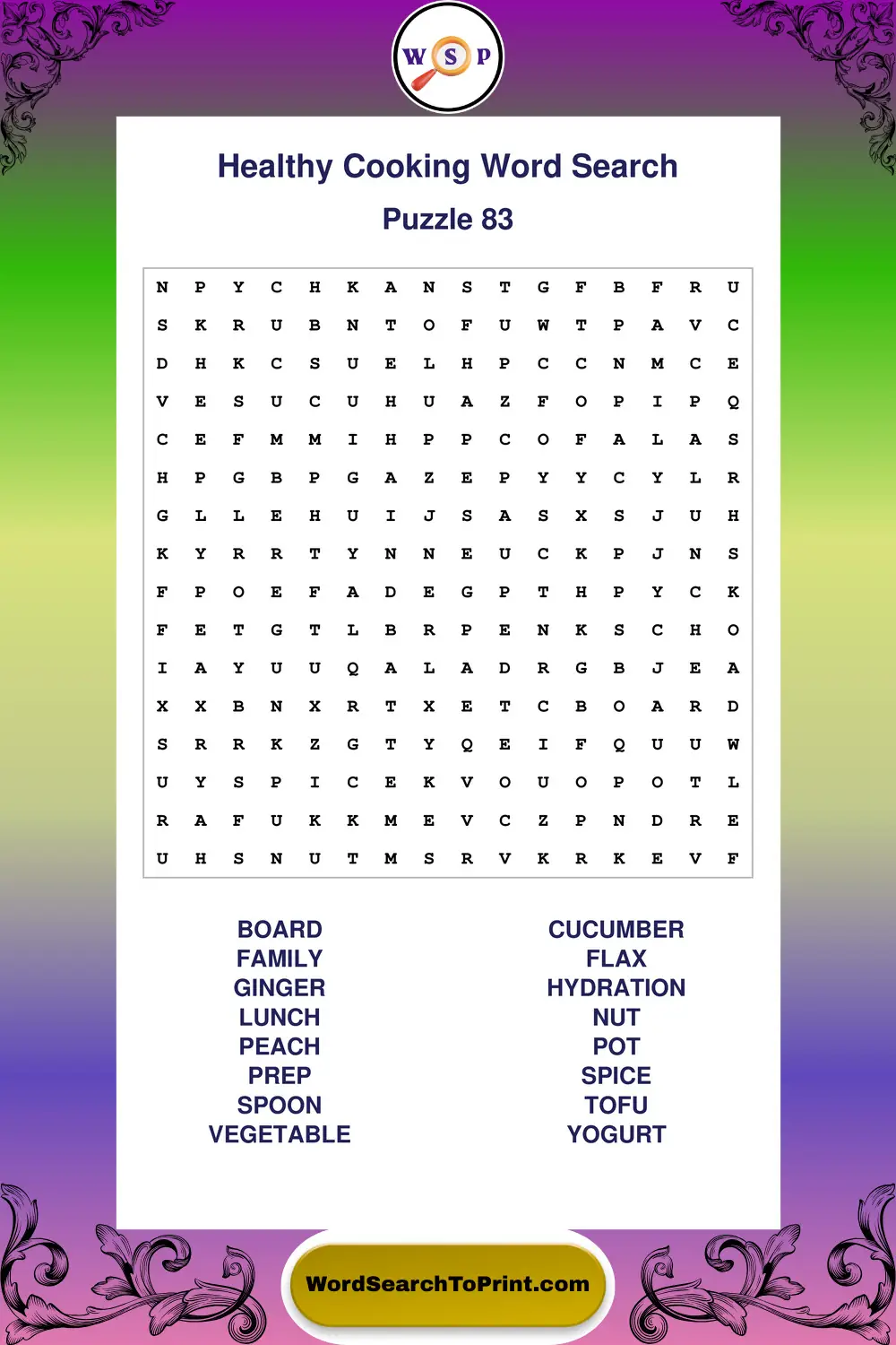 Healthy Cooking Word Search Puzzle 83