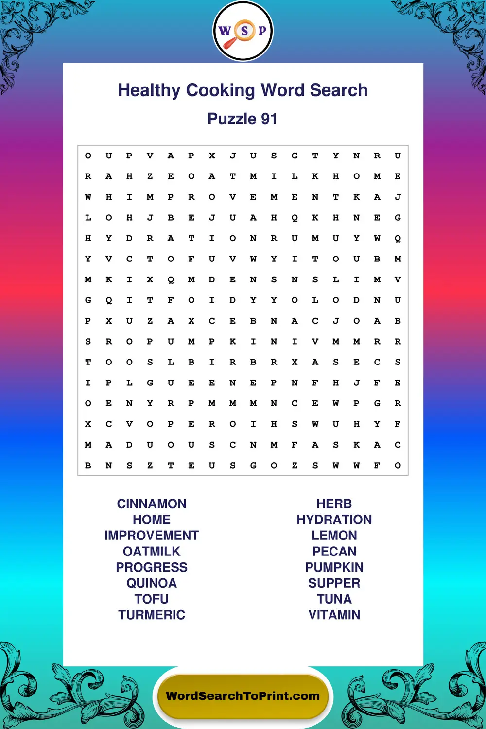 Healthy Cooking Word Search Puzzle 91