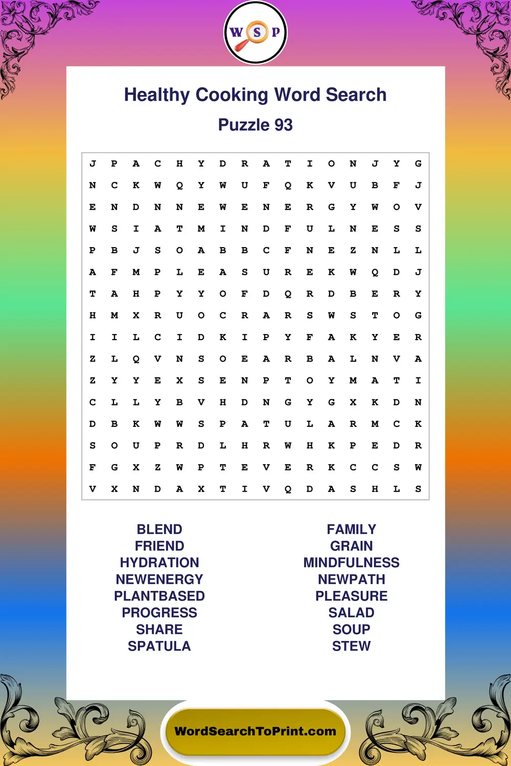 Healthy Cooking Word Search Puzzle 93