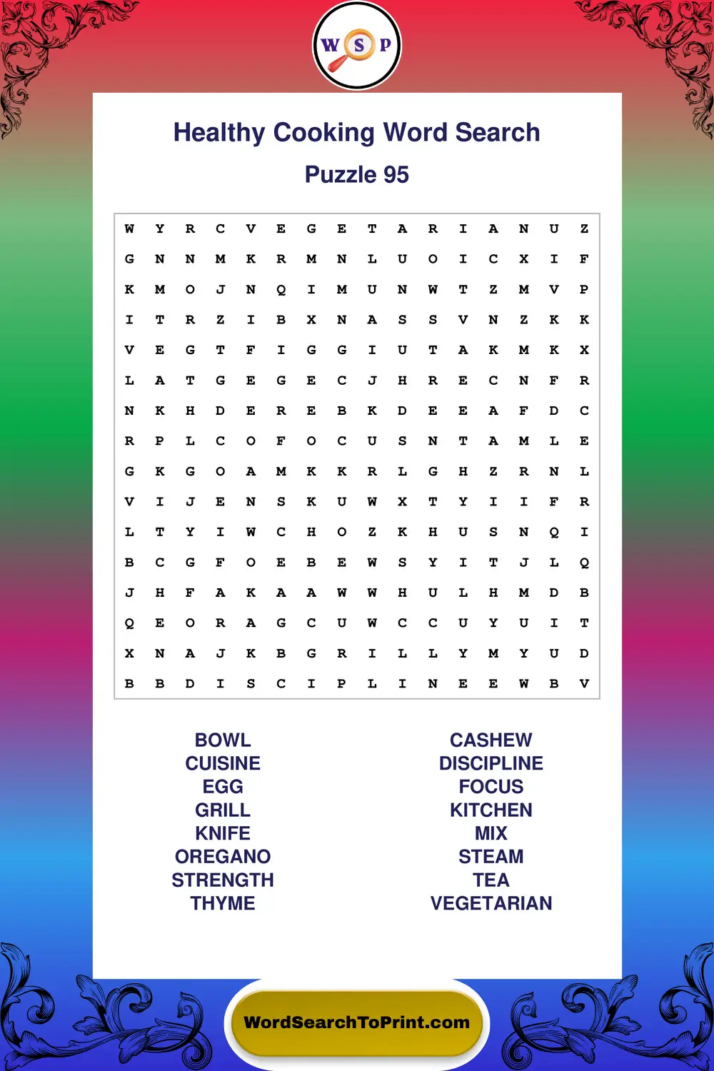 Healthy Cooking Word Search Puzzle 95