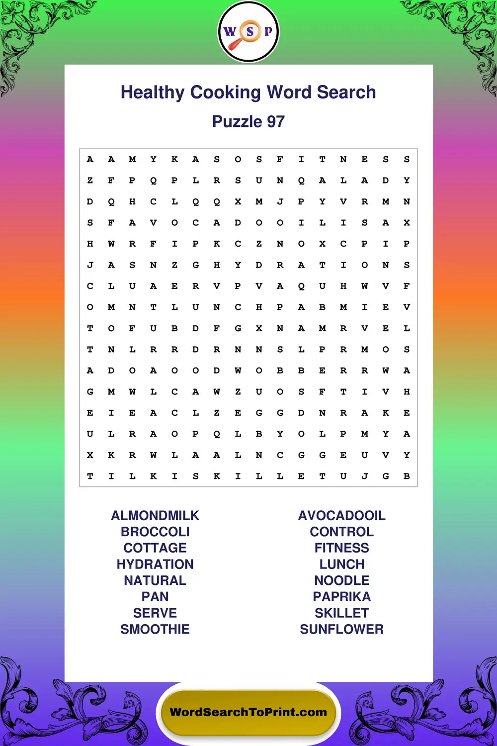 Healthy Cooking Word Search Puzzle 97