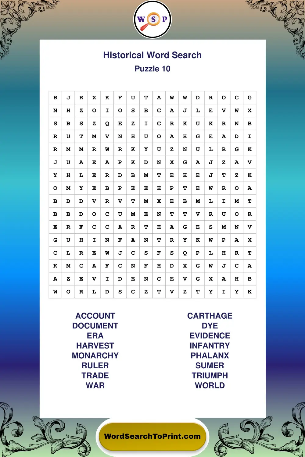 Historical Word Search Puzzle 10