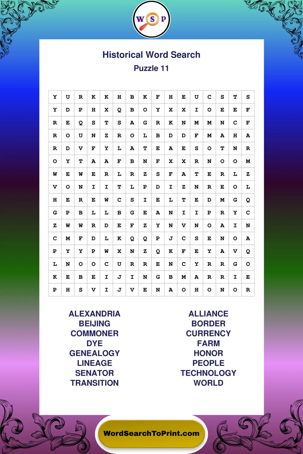 Historical Word Search Puzzle 11