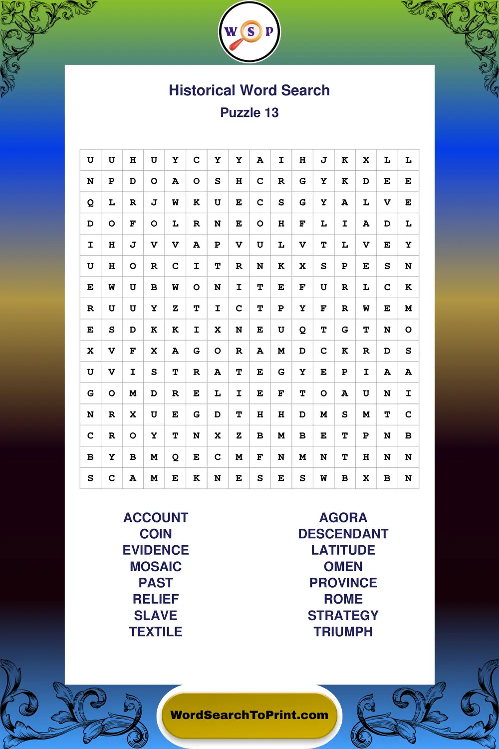 Historical Word Search Puzzle 13