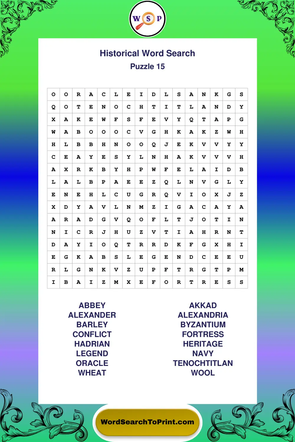 Historical Word Search Puzzle 15