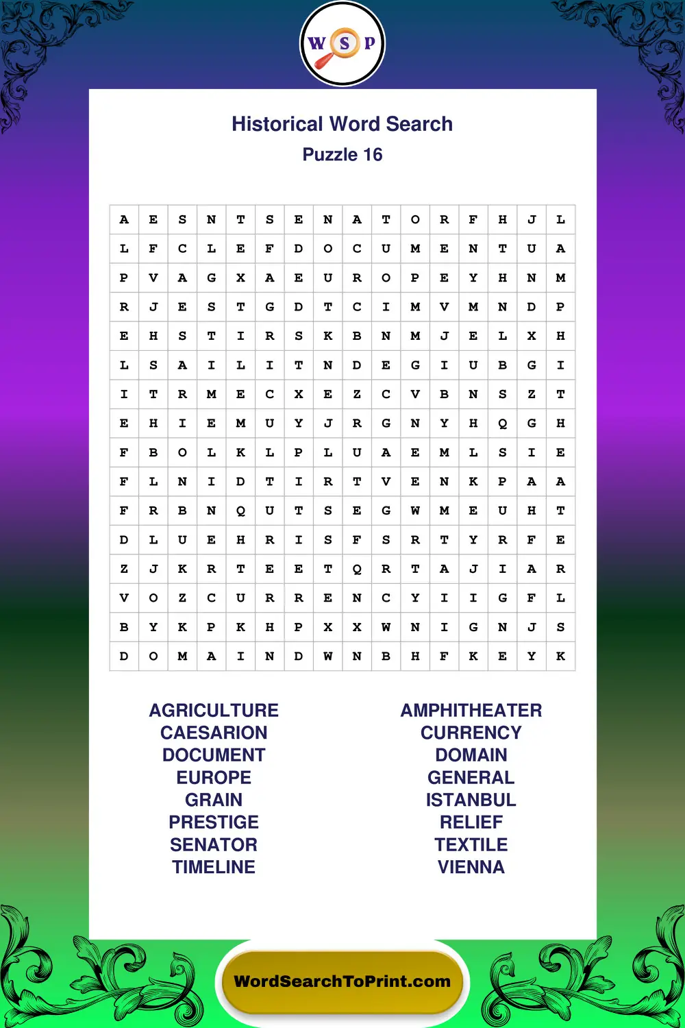 Historical Word Search Puzzle 16