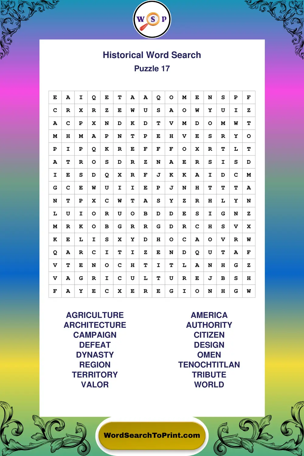 Historical Word Search Puzzle 17