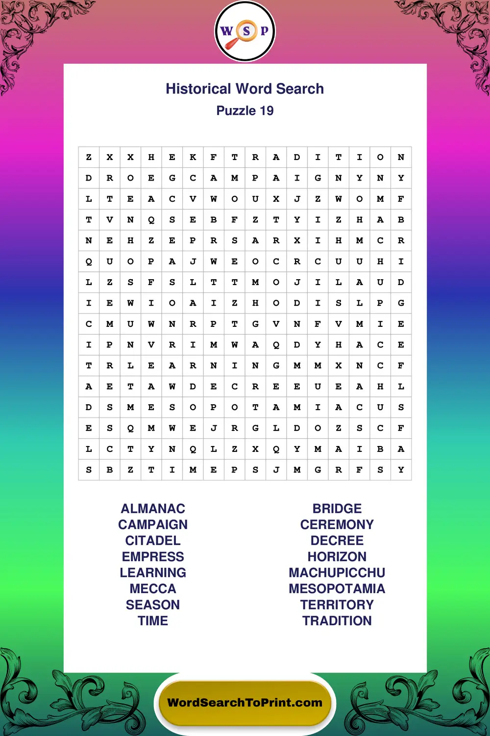 Historical Word Search Puzzle 19