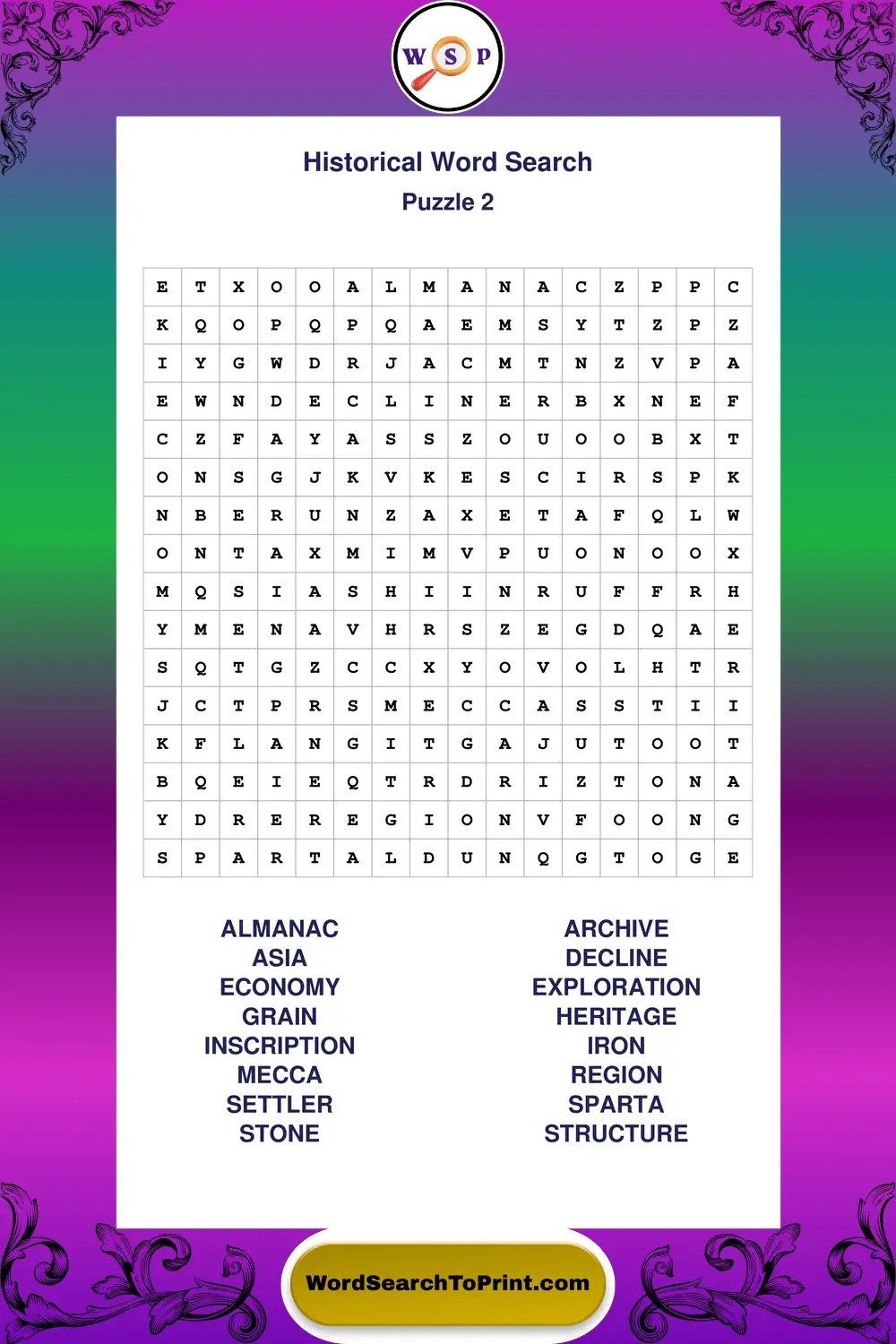 Historical Word Search Puzzle 2