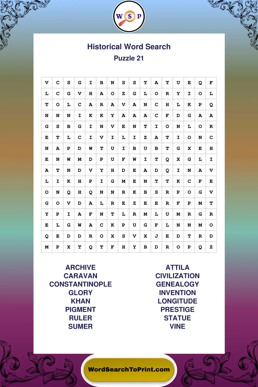 Historical Word Search Puzzle 21
