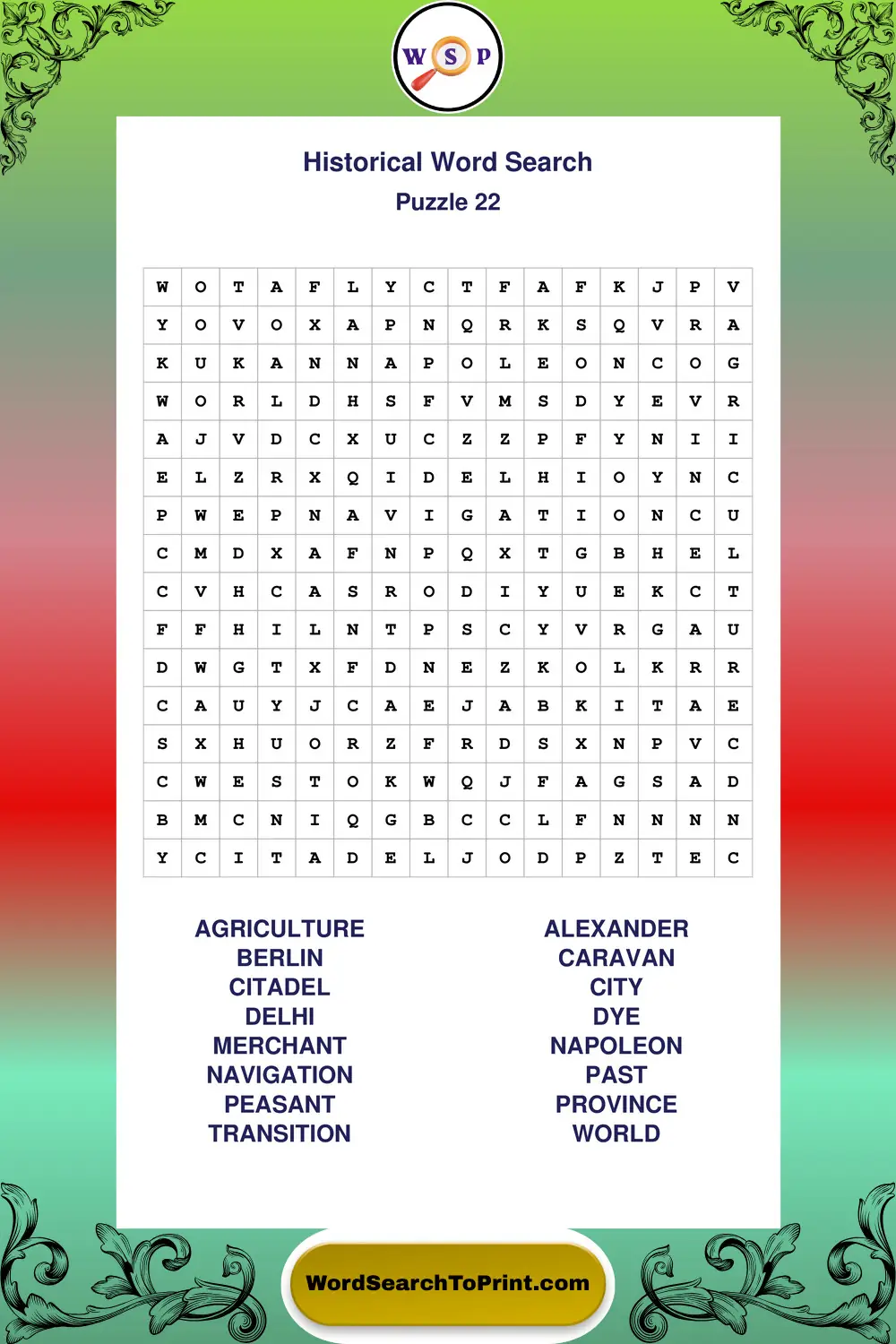 Historical Word Search Puzzle 22