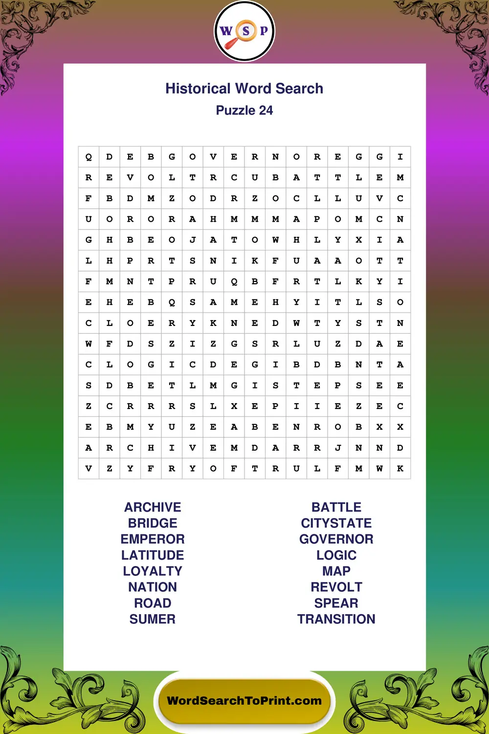 Historical Word Search Puzzle 24