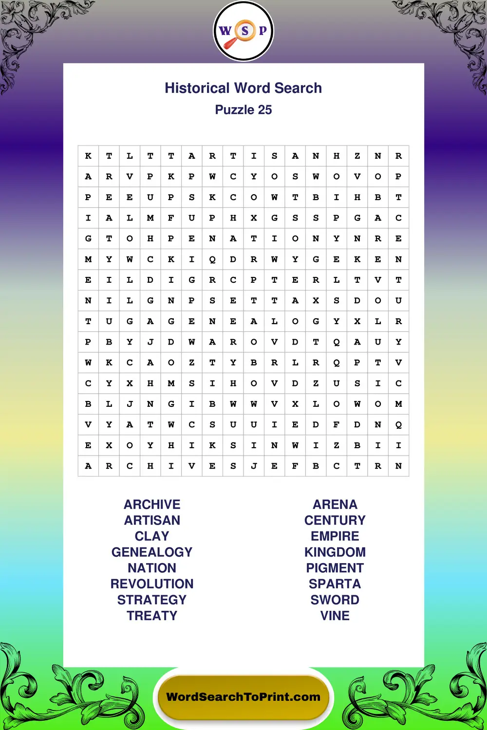 Historical Word Search Puzzle 25