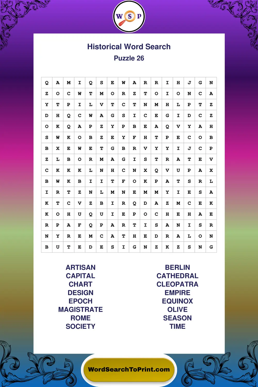 Historical Word Search Puzzle 26