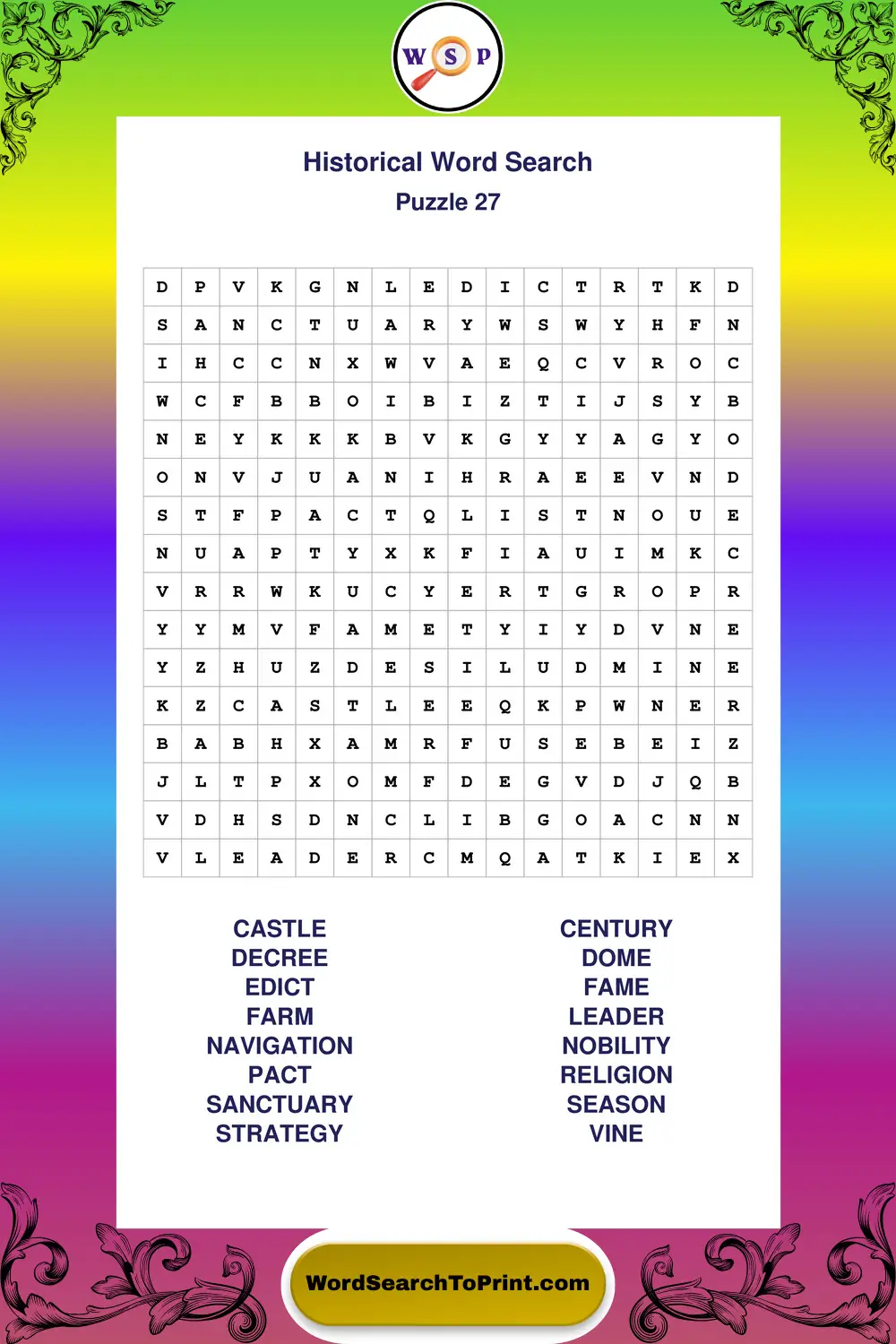 Historical Word Search Puzzle 27