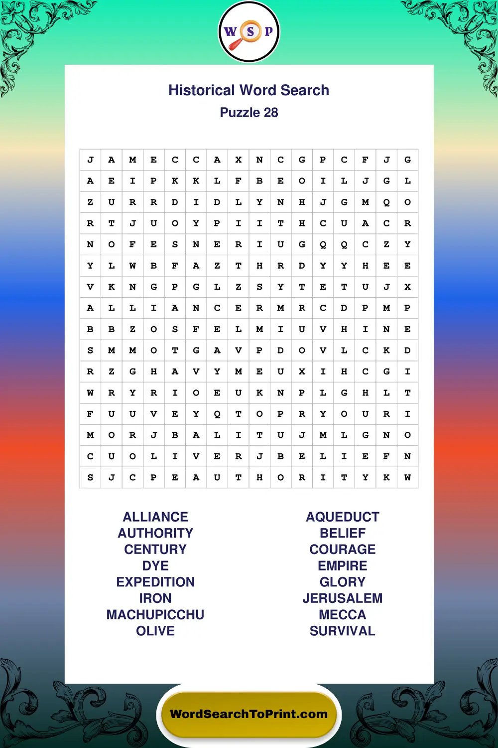 Historical Word Search Puzzle 28