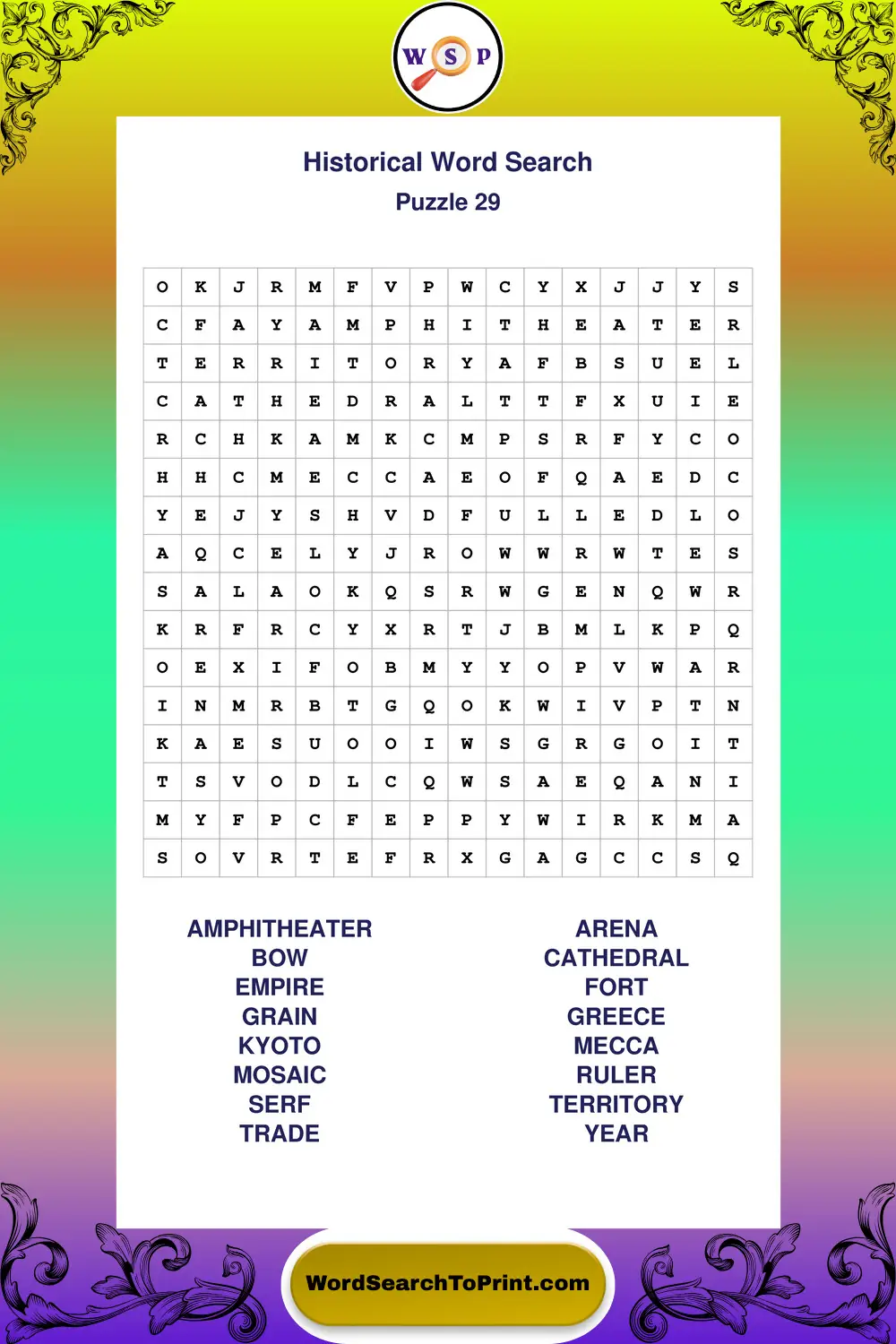 Historical Word Search Puzzle 29