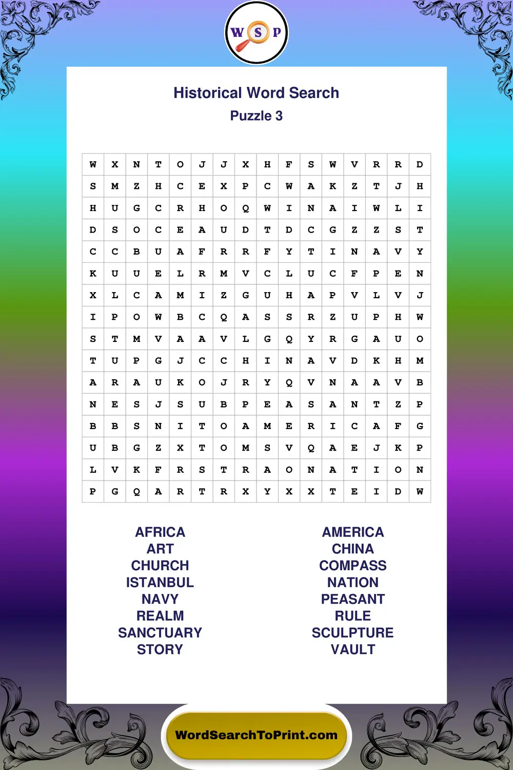 Historical Word Search Puzzle 3