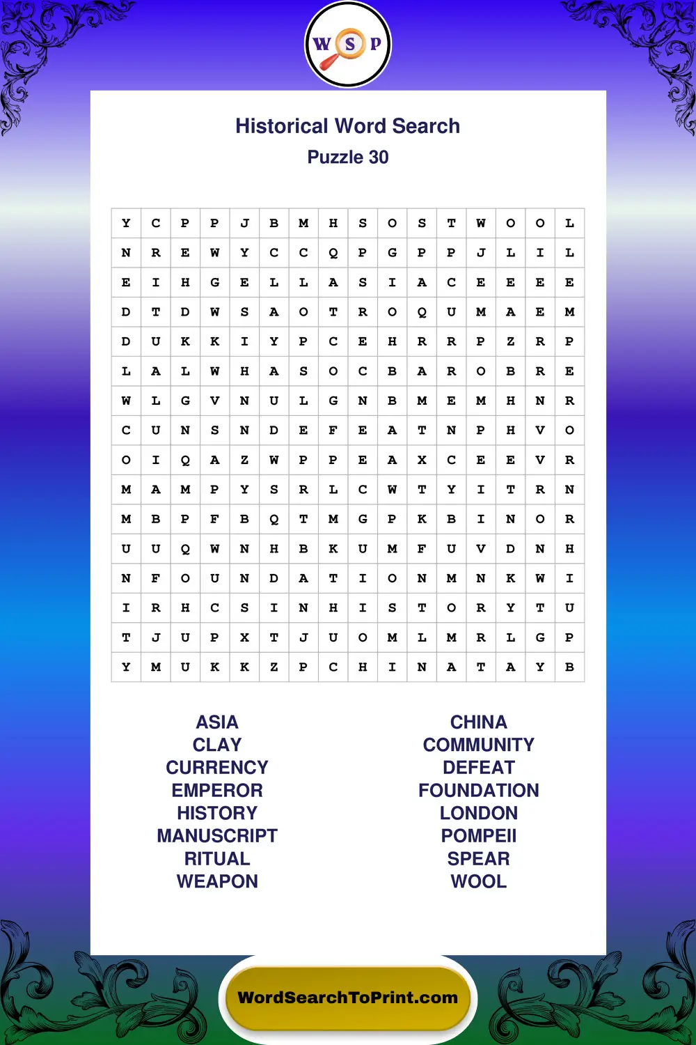 Historical Word Search Puzzle 30